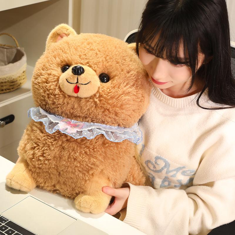 Roztomilý pes Pomeranian plyšová hračka skutečný život plyšová zvířátka měkké štěně mazlíček panenka děti děti dívky krásný dárek k narozeninám