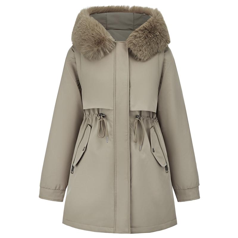 Fashion Winter Coat Female Long Parkas Hooded Detachable Sleeves Faux Fur Collar Thick Warm Women's Jackets