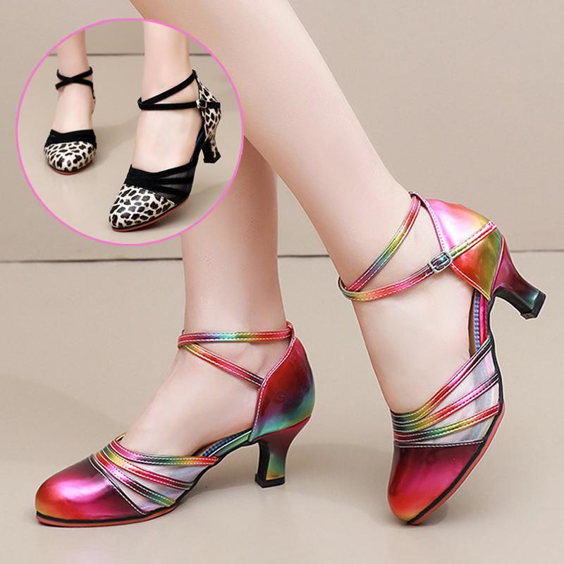 Women's Latin Dance Shoes Indoor Outdoor 5.5 Cm High Heel Adult Latin Dance Shoes Women's Salsa Tango Dance Hall Party Shoes
