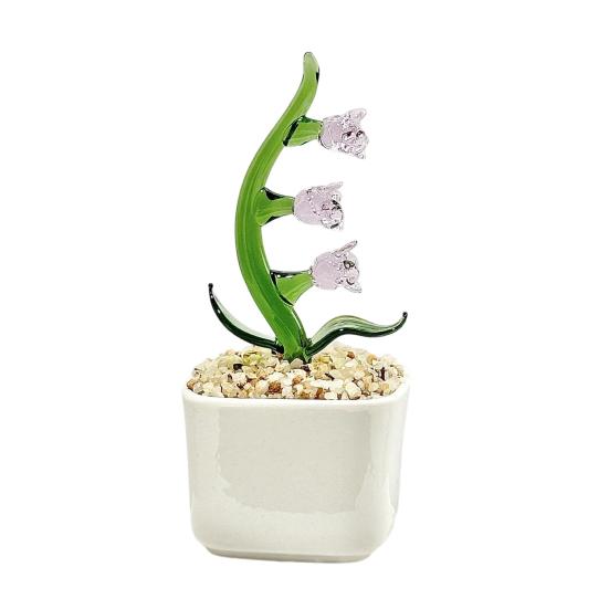 

Faux Crystal Flower Figurine Mini Hand Blown Glass Potted Flower Ornament for Home Office Table Decor Gifts for Wedding Birthday Mother s Day G