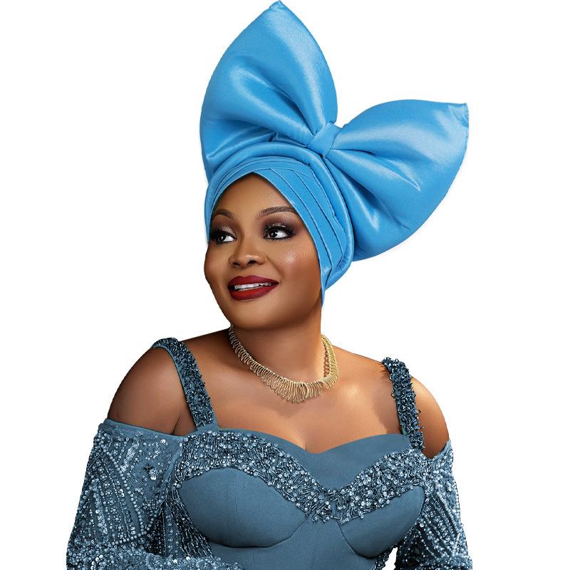 Преувеличенная тюрбан-шапочка с бантом для женщин, африканский головной убор Геле, свадебный головной убор, женские головные повязки