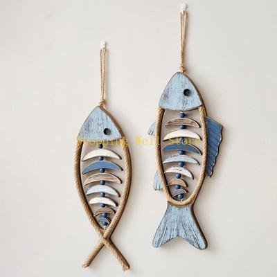 KX4B Handcarved Fish Sculpture Decorations Beach Theme Wall Hanging Ornament