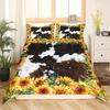 Sunflower Cowhide Three-Piece Quilt Cover 3D Digital Printing Bedding Set Bed Cover
