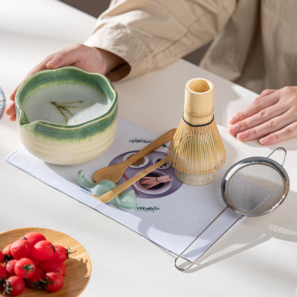 2025 Neues Petal Matcha Set 8-teiliges glasiertes Matcha-Set mit Matcha-Schale, Besen, Ausgießwerkzeugen, handgefertigte Zeremonie, luxuriöse Geschenkbox