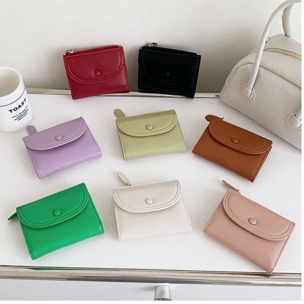 Short Clutch Short Wallet Purse Card Bag Fashion Design Solid Color Card Holder  Card Storage Bag