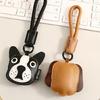 Fashionable Bulldog Leather Soft Practical Keyring Bag Pendant Cartoon Animal Key Holder Stylish Gift for Dog Lover