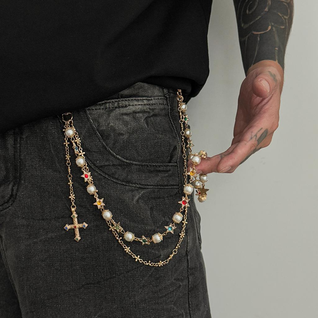 Europäische und Amerikanische Personalisierte Hosen, Hochwertige Hip-Hop Nischen-Jeans für Jungen, Taillenkette Zubehör, Hängende Kette Zubehör