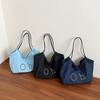 Style Large Capacity Denim Bag For Casual Daily With Embroidery And Magnetic Closure