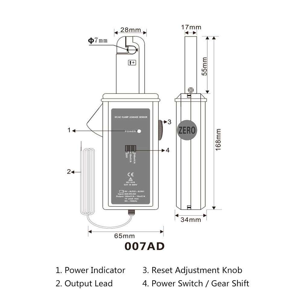 Hilitand ETCR007AD Current Clamp Meter Non-Contact AD/DC