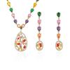 European Style Zircon Flower Earrings & Pendant Clavicle Chain Necklace Set for Women