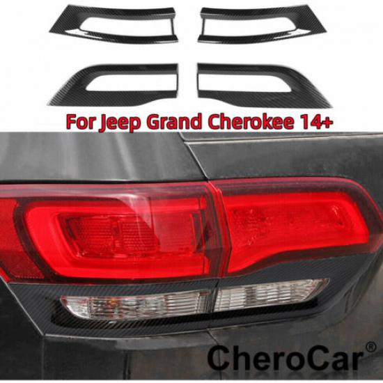 

4pcs Tail Light Lamp Cover Trim Frame Carbon Fiber for 14+ Jeep Grand Cherokee