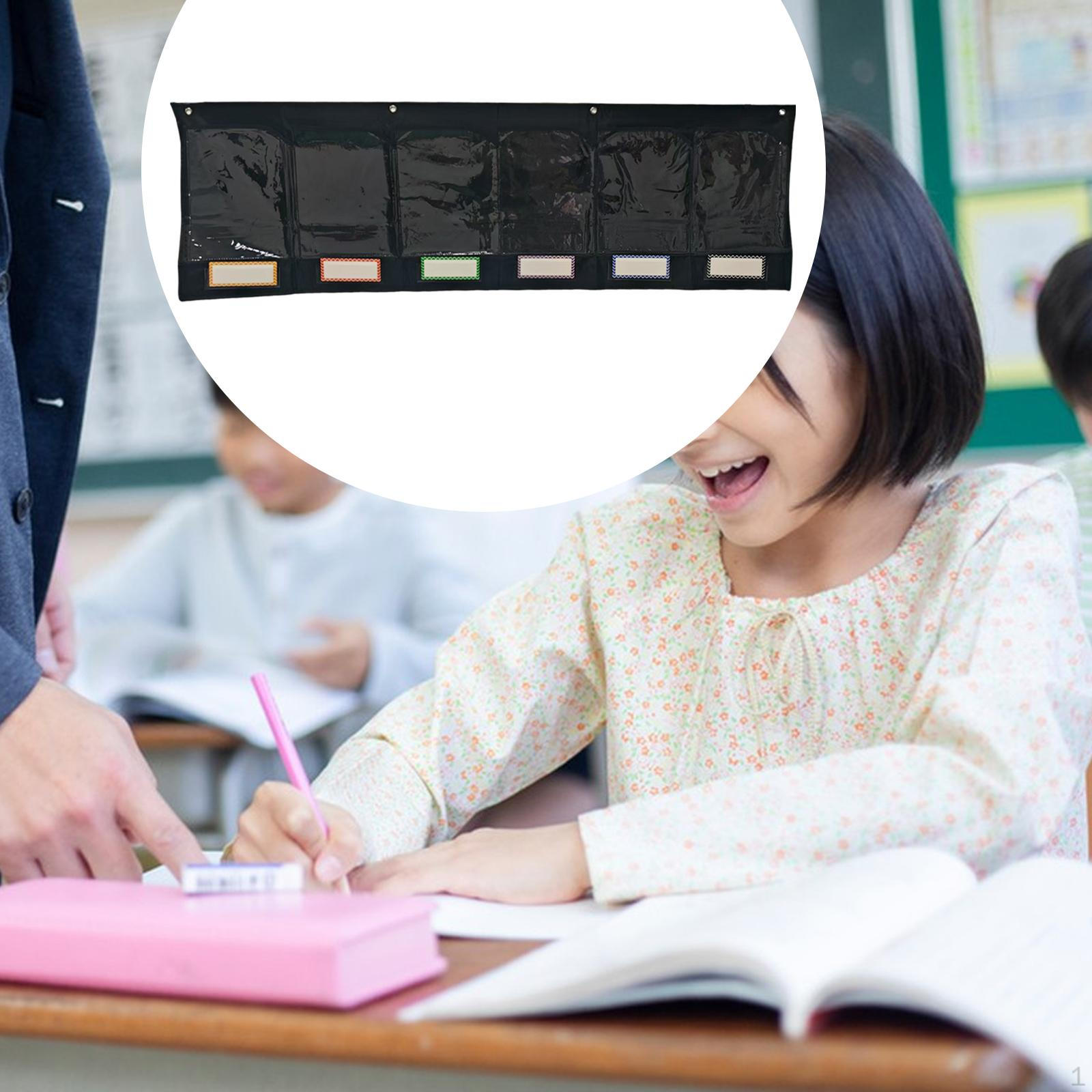 

Storage Pocket Chart, Hanging File Organizer, Grouping Tool ,6 Pockets, Black for