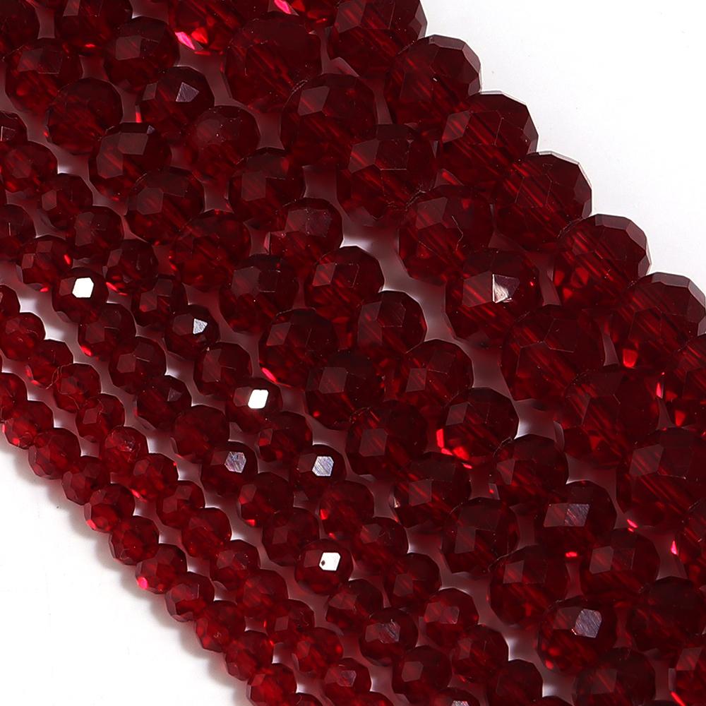 1 Strand Faceted Crystal Beads Deep Red Glass Loose Spacer Beads For Jewelry Making DIY Necklace Bracelets Accessories 3/4/6/8mm