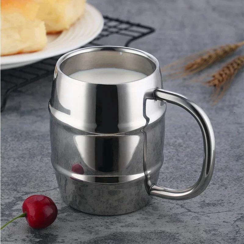 New Double Wall Stainless Steel Beer Mug Portable Coffee Tea Cups Travel Tumbler Office Use Water Cup with Handle Drinkware