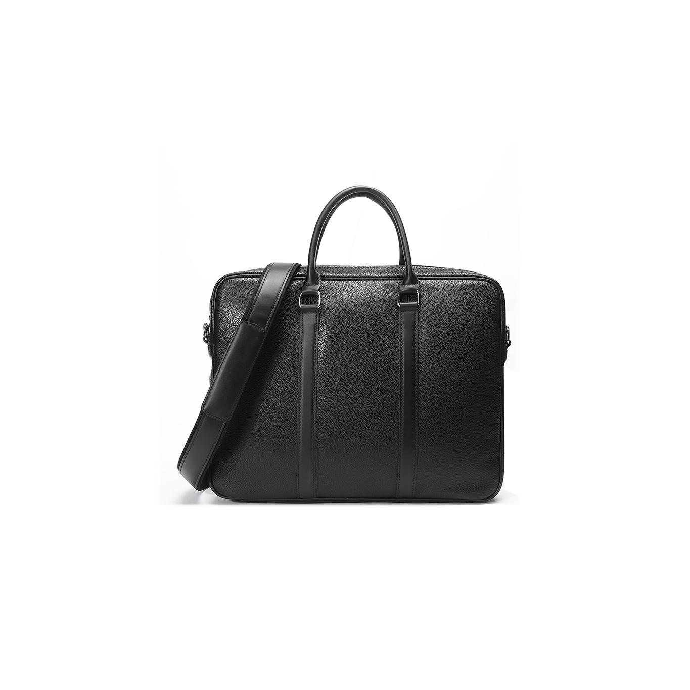 

Longchamp Le Foulonné 40 Leather Briefcase Shoulder Crossbody Handbag Small Men Bags Black 2122021047 Basic Set (Bag+Dust Bag)