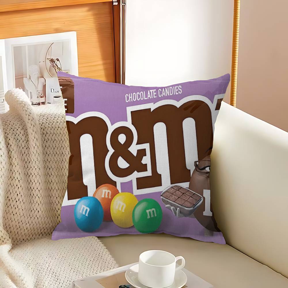 M Chocolate Candy Pillowcases Home Bedding Decorative Pillow Cover Wedding Super Soft Pillow Case