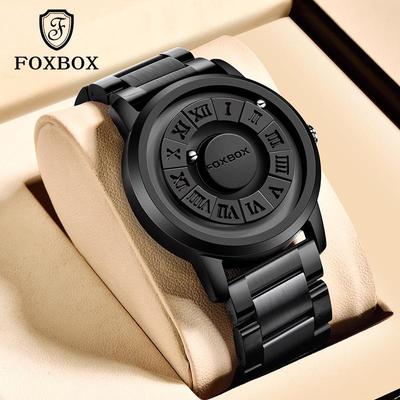 Cool Magnetic Suspension Men's Watch: Black Tech-Inspired, Creative Frameless Design, Quartz Movement, Unique Personality.