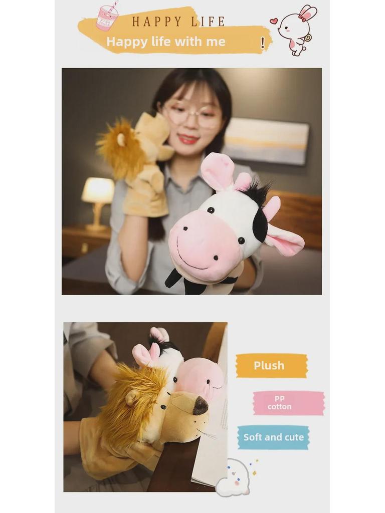 Plush Animal Hand Puppets: Interactive Monkey & Pig - Soothing Toy for Early Education & Parent-Child Play