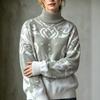Maglione da donna a collo alto, Color-block, Sfumato, Manica lunga, Vestibilità larga per autunno e inverno