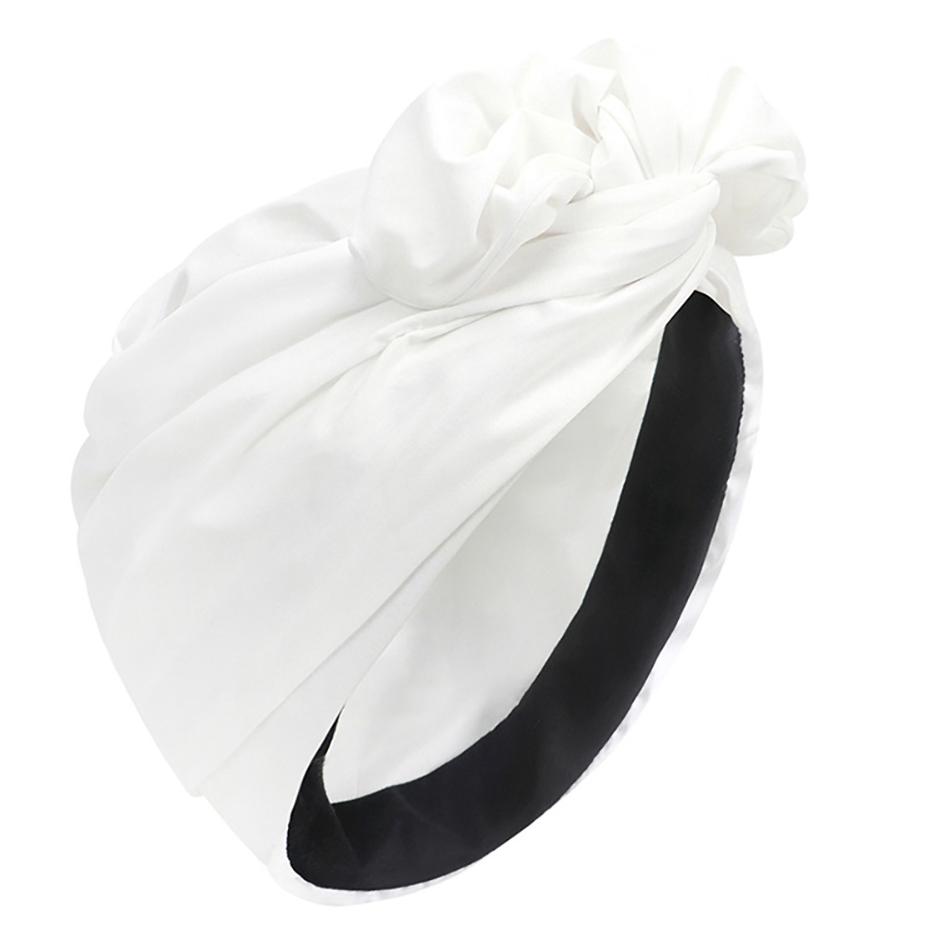 

Woman Muslim Headscarf Cap Cotton Headband African Head Wraps Elegant Retro Turban for Ladies Beanies Caps Muslim Headpiece білий