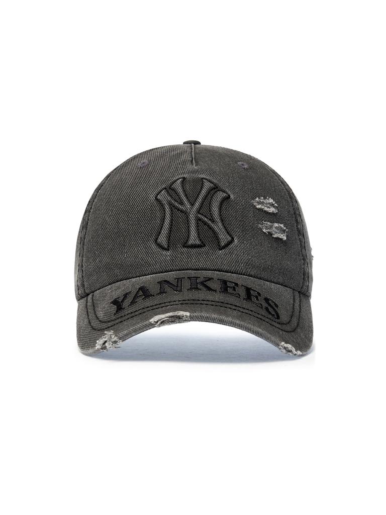 Emelbi Vintage Prägung Beschädigt Unstrukturiert Baseballkappe Ny (Kohlengrau)
