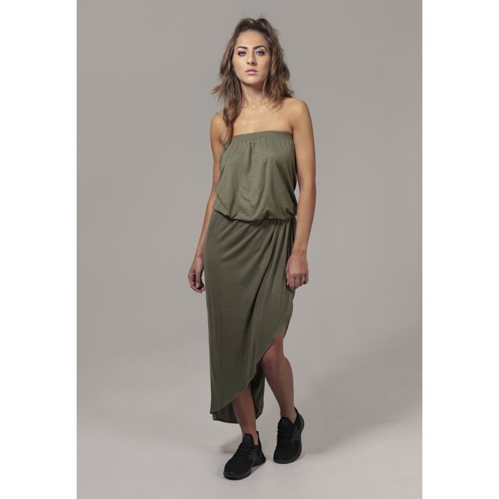 Robe Bandeau - URBAN CLASSICS - Viscose - Couleur Olive - Femme - Asymétrique
