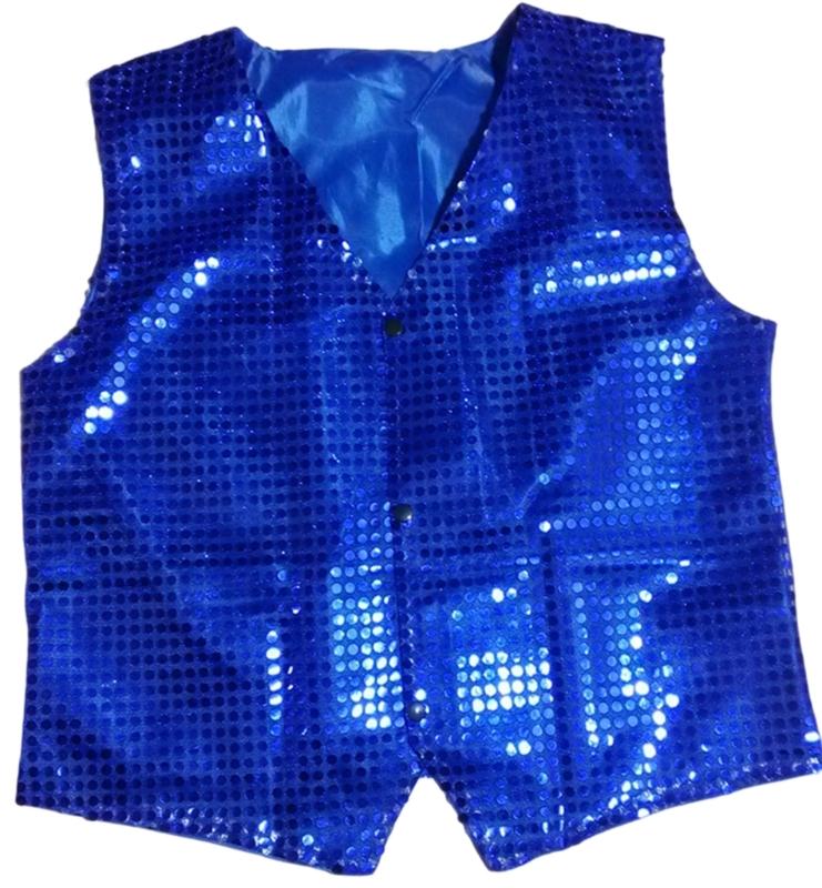 

Lightweight Sequins Vest For Long Time Comfort Party Wear Skin Friendly Party Show Costume Easy Care Design 170cm темно-синього кольору