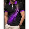 Fashion Men's Polo Shirts Casual Turn-Down Collar Zipper Golf Wear Ladder Print Short Sleeve Tee Shirt Men Polos Tops Clothing