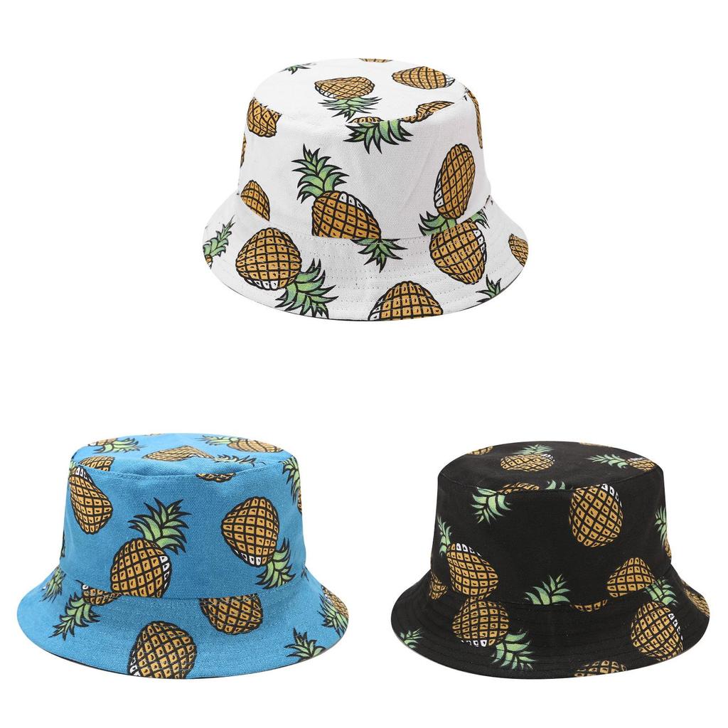 Summer Fruit Pineapple Doublesided Fisherman Hat With Uv Protection For Casual Travel