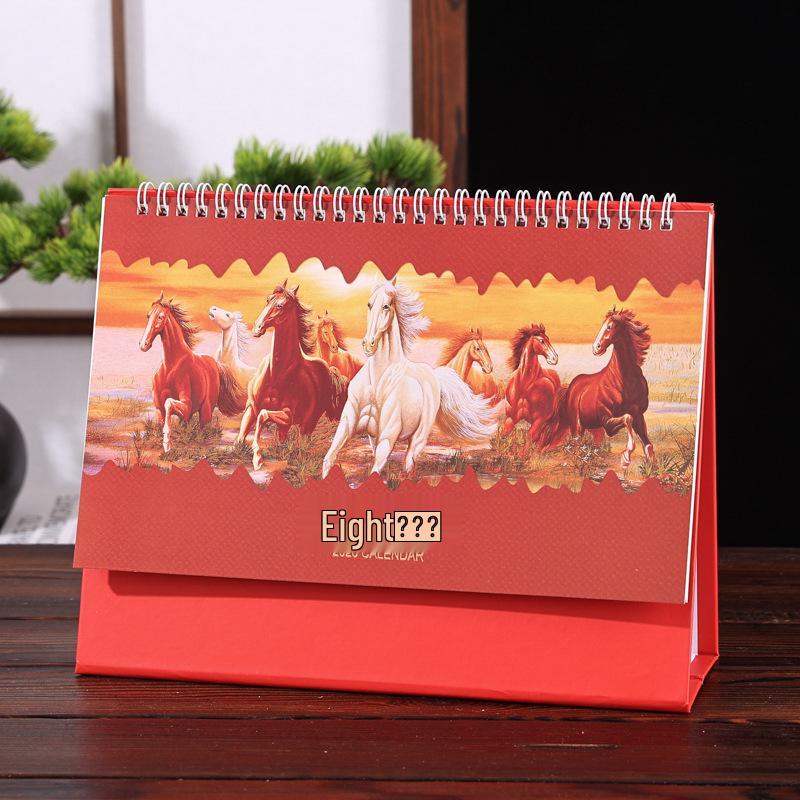2026 Chinese Style Year of the Horse Red Desk Calendar – Creative Cut-out Design
