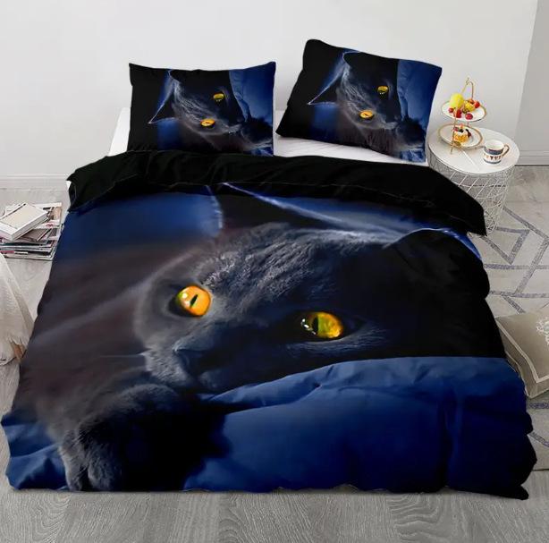 Bedding Three-Piece Set 3D Digital Printing Animal Cat And Dog Bed Sheet Quilt Cover
