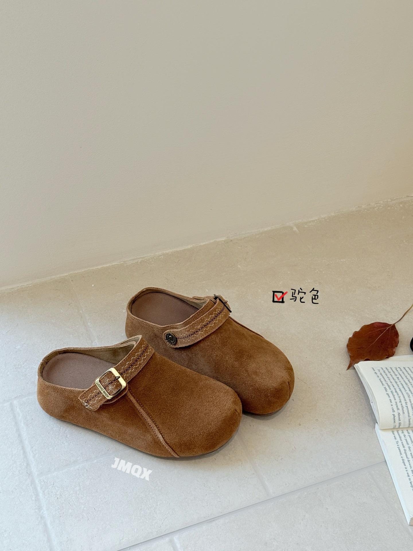 

Retro bag head half drag women wear autumn new comfortable lazy shoes platform versatile slippers 35 верблюд