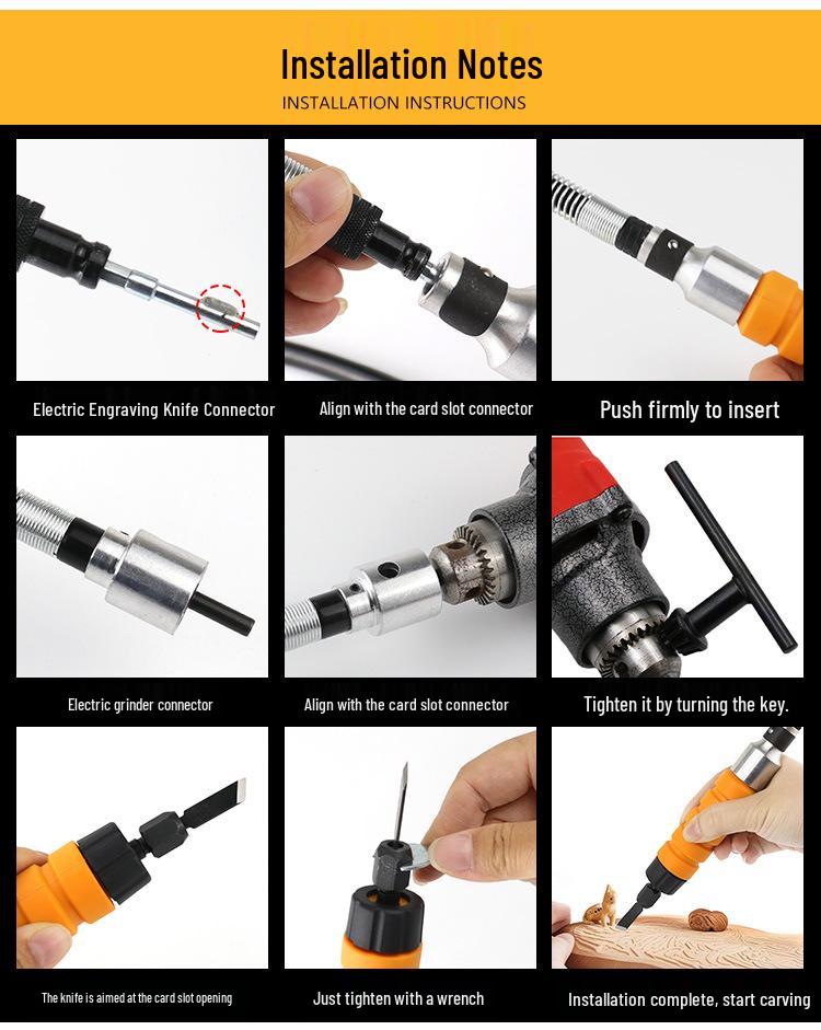 Electric Woodworking Carving Chisel Set with Grinder Attachments