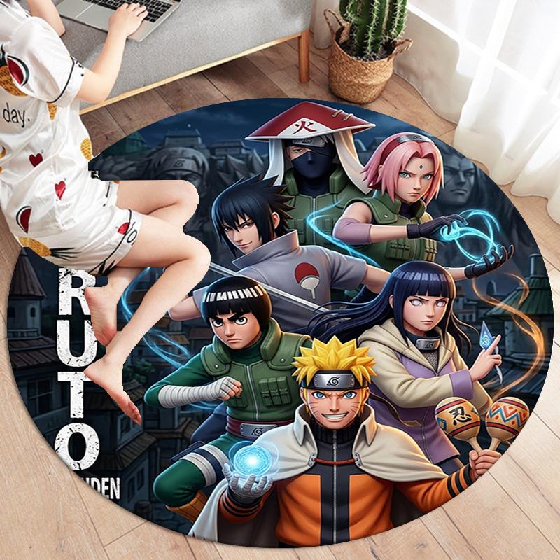 Naruto Shinobi Legacy Round Area Rug Carpet Rug For Living Room Bedroom Sofa Playroom Decor Nonslip Floor Mat