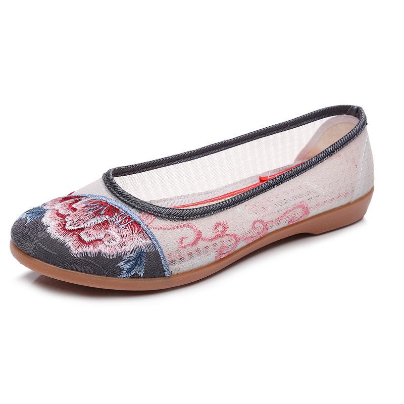 New Cloth Shoes Breathable Mesh Shoes Women's Shoes Non-slip Soft Sole Versatile Embroidered Sandals