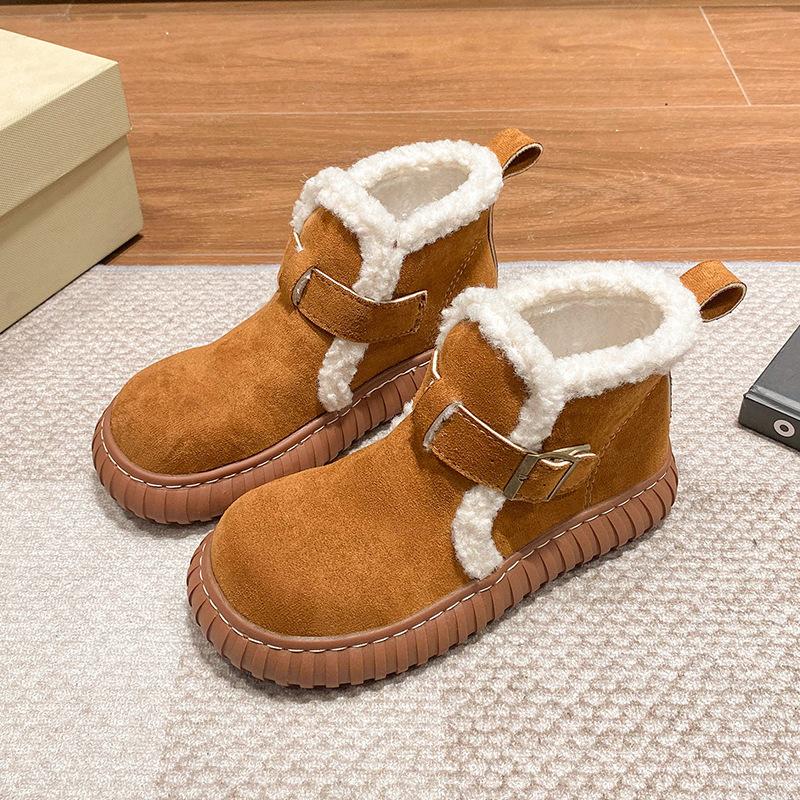 Fleece, Thickened and Ugly, Cute Non-slip Bread Cotton Shoes, Trendy Autumn and Winter 2025 New Northeast Thick-soled Women's Snow Boots