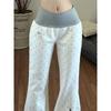 Spring Fashion Casual White Polka Dot Slim Trousers Women Hot Girl New Striped Thin Straight Leg Pants Japanese Patchwork Mopping Pant