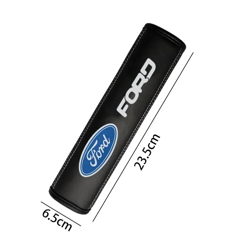 BBBB6 Pair Leather for Ford Car Logo Inner Seat Belt Cover Explorer Galaxy Ranger Focus Transit Fiesta Mondeo Edge Protection wheelcap
