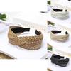 Handgeflochtenes Boho-Stirnband für Damen, Netz-Twist, breiter Haarclip, trendiges Sommer-Haarband, Schwarz, Weiß, Beige, Kaffee