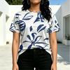 Women's Ins Style Short Sleeve T-Shirt, Minimal Floral Design, Soft Fabric, Loose Fit Casual Versatile Top for All Occasions