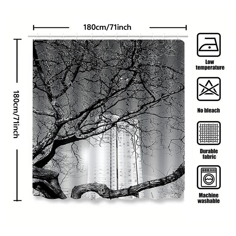 Tuniu Black Tree Branches Forest Wall Hanging Shower Curtain Modern Bathroom Decor Abstract Art Room Decor