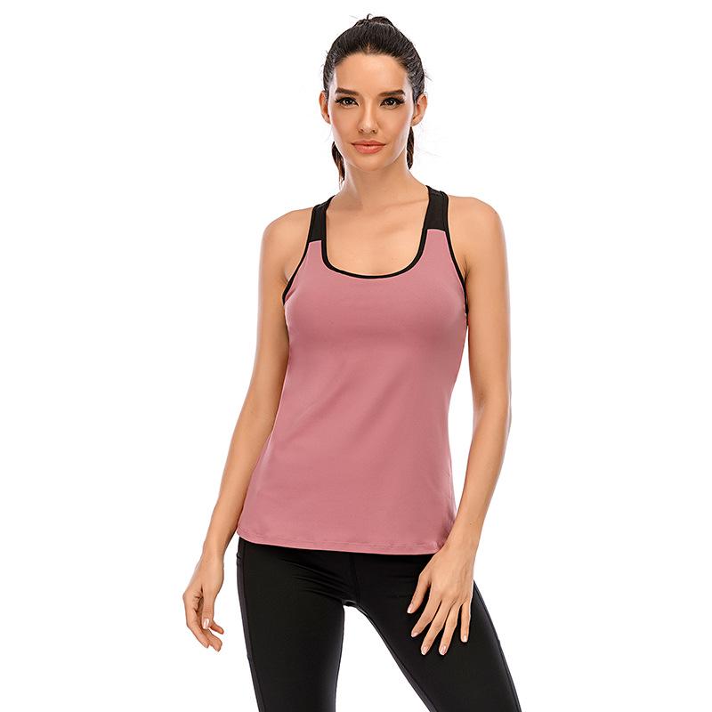 2024 Spring/Summer Slimming Faux Two-Piece Yoga Tank Top with Skin-Friendly Fabric and Stylish Hollow Back