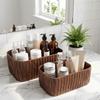 Durable Woven Storage Basket Rectangular Sundries Organization Box Picnic Basket  Living Room