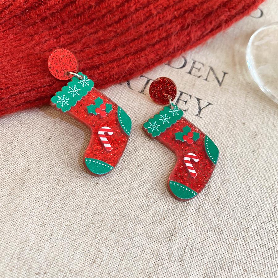 Silver Needle Acrylic Snowman & Star Christmas Earrings for Women - Elegant Festive Jewelry