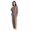 Women's Cotton Pajama Set Button Down Long Sleeve Top And Long Pants Loungewear Set Casual 2 Piece Sleepwear