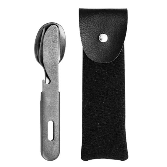 Tableware with Storage Bag Multi-functional Rust-proof Stainless Steel Camping Picnic Spoon Fork Cutter Kit Picnic Supplies