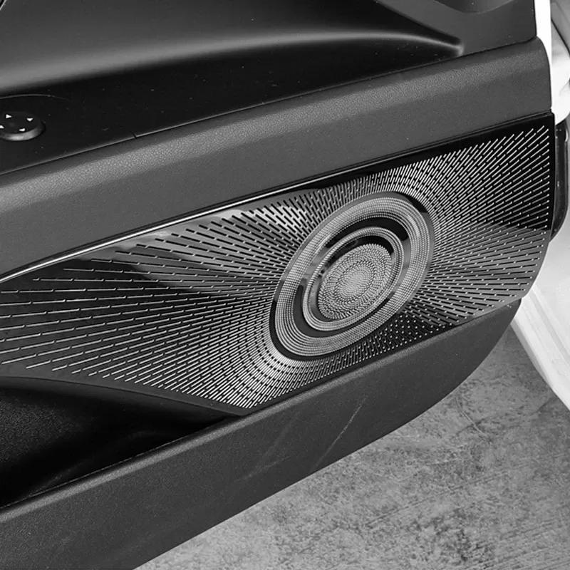 For Hyundai Elantra CN7    Stainless Steel Car Interior 4 Door Audio Speaker Decor Cover Loudspeaker Trim Sticker
