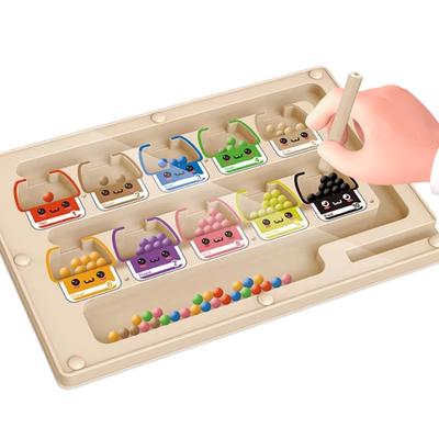Montessori Spielzeug 2 in 1 Holz Magnetisch Farbe Zahl Perlen Labyrinth Mit Zeichenbrett Für Kinder Lernen Zählen Vorschule