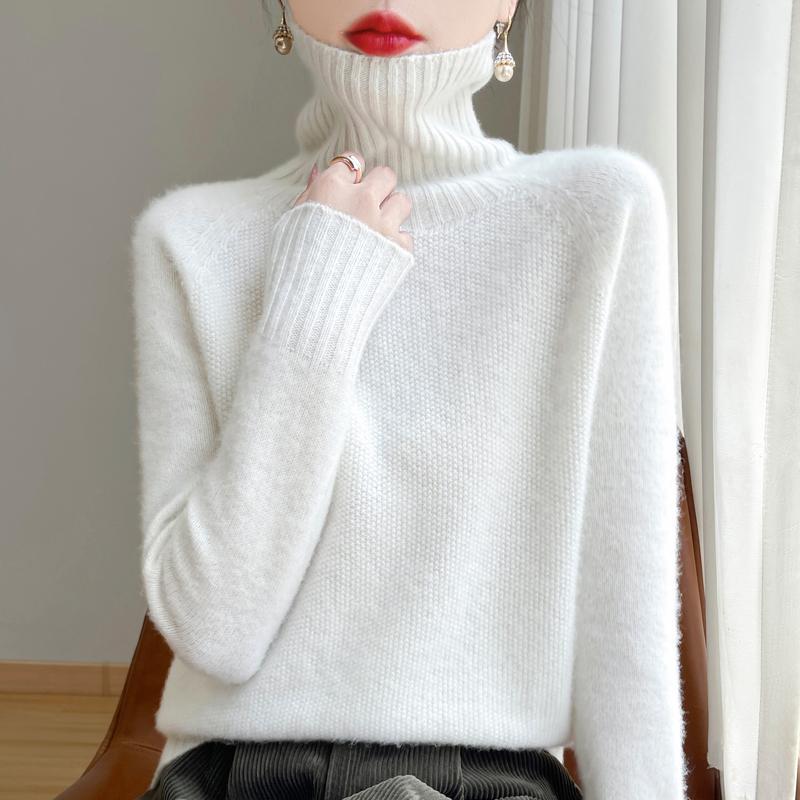 Women's Cashmere Sweater Qinghe Cashmere 30% Cashmere 70% Wool Autumn and Winter Cashmere Thick Pullover Soft and Warm