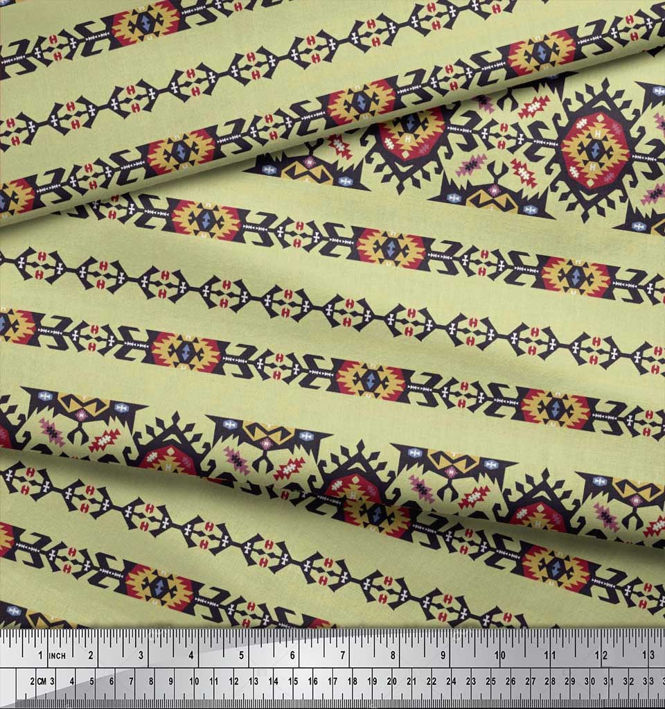 Soimoi Țesătură Satin Crep Japonez Aztec Sud-Vest Imprimată 1 metru 42 Inch